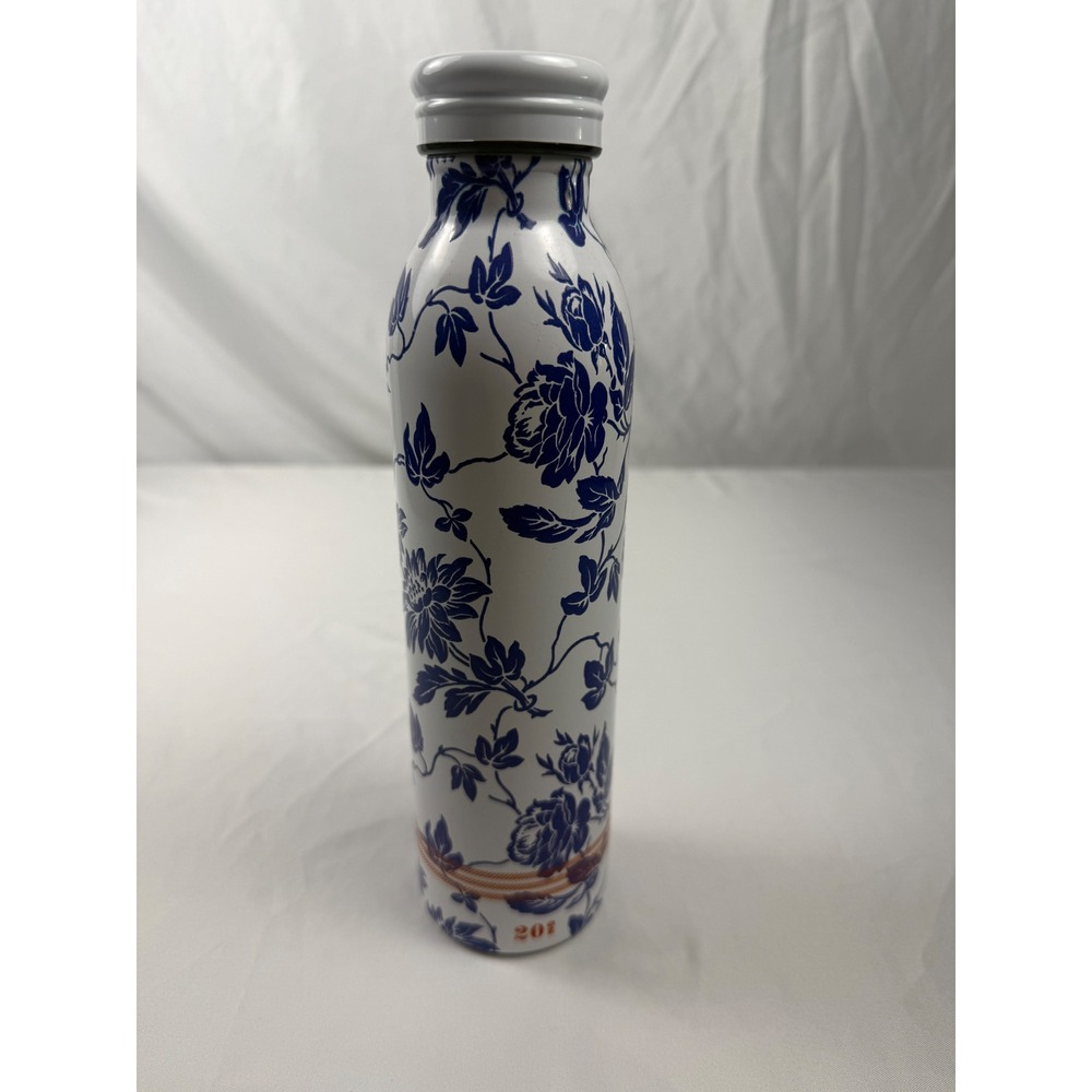 Margot Elena 20 oz Blue White Floral Stainless Steel Water Bottle NWOT